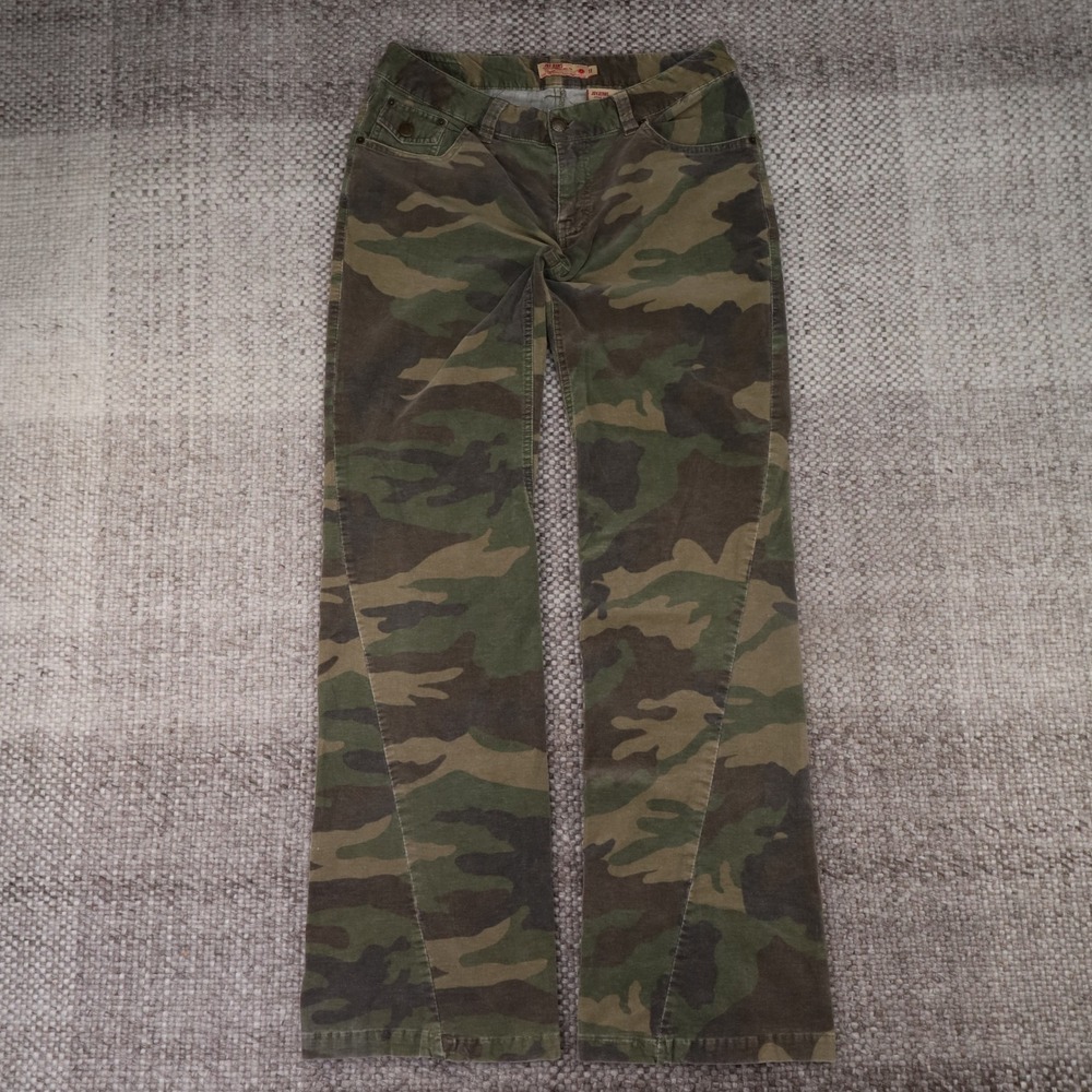 Joy Jeans Camouflage Corduroy Pants Womens 11 Green Good Flare Mid Rise Utility